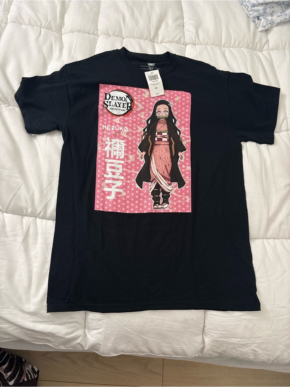 Hot Topic Black & Pink Nezuko Demon Slayer Graphic Tee - Kids